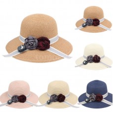 Mujer Bowknot Floppy Sun Beach Straw Hats Wide Brim Summer Travelling Cap C0F9  eb-96807833